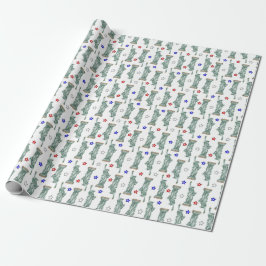 Papel De Presente Statue of Liberty - Patriotic Stars Wrapping Paper