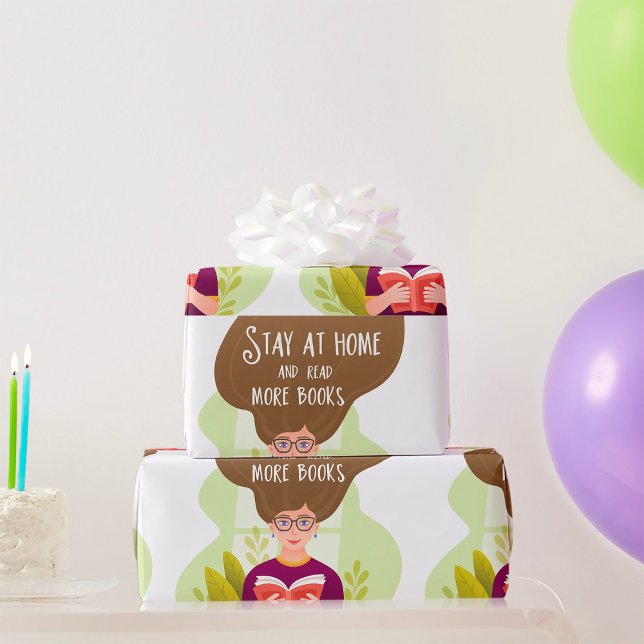 Papel De Presente Stay Home Read More Books Book Lover (Criador carregado)
