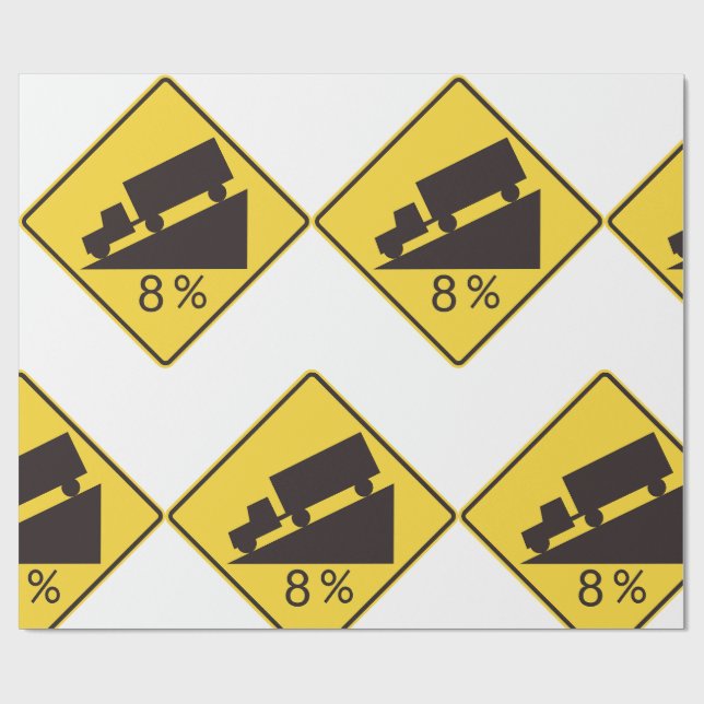 Papel De Presente Steep Grade Traffic Sign Trucking Hauling Caution (Aberto)