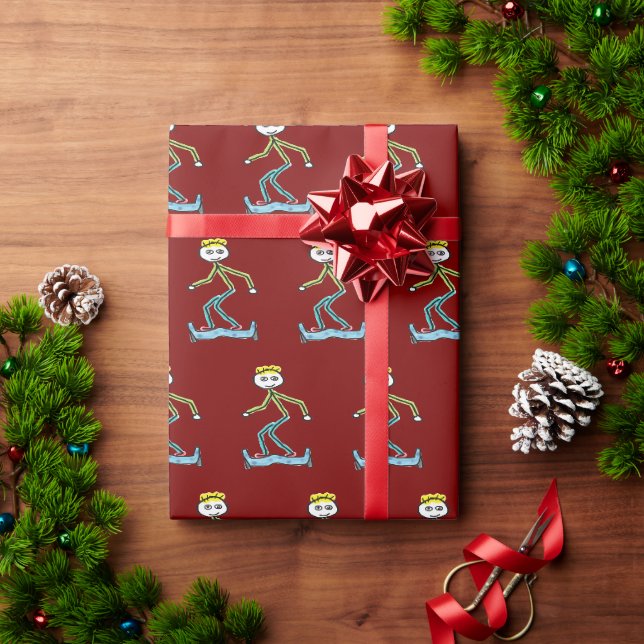 Papel De Presente Stickman de Hoverboard (Presente de Natal)