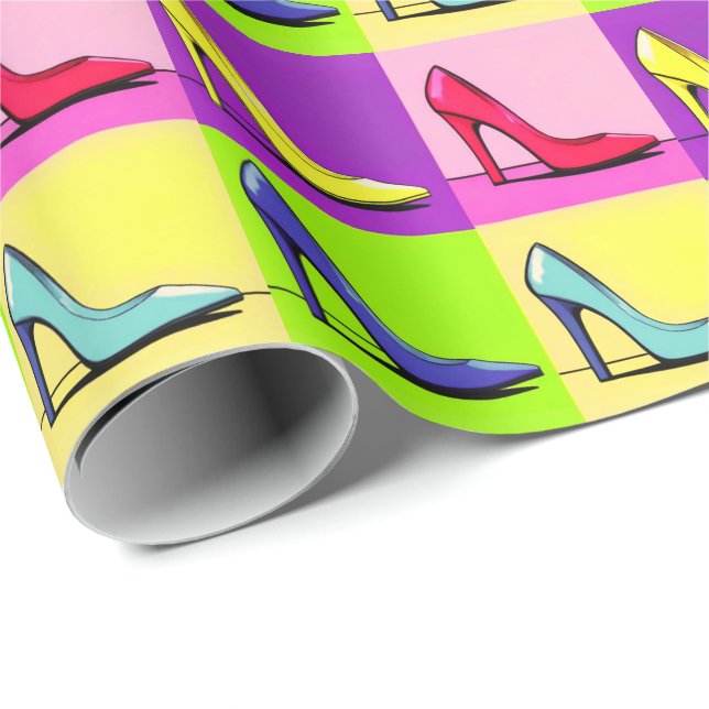 Papel De Presente Stiletto Pumps, High Heels Pop Art (Ponta do rolo)
