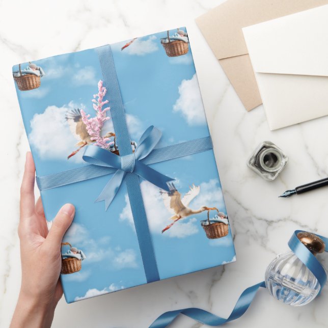 Papel De Presente Storm Com Bebê Garoto Na Cesta (Presentear)