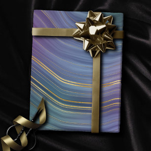 Papel De Presente Strata legal   Belo Púrpura Azul e Agate Dourado