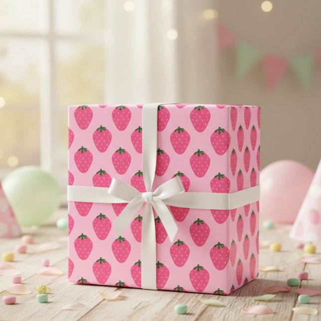 Papel De Presente Strawberry gift wrap, cute gift wrap with fruit  (Criador carregado)