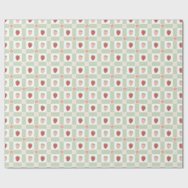 Papel De Presente Strawberry Gingham Berry Happy Birthday