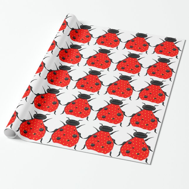 Papel De Presente Strawberry Ladybug (Desenrolado)