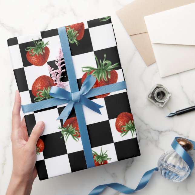Papel De Presente Strawberry Pattern Baby Shower  (Presentear)