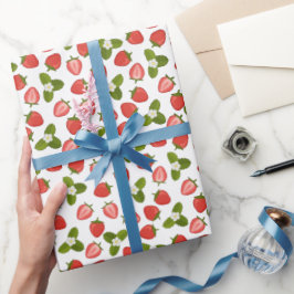 Papel De Presente Strawberry Wrapping Paper - White