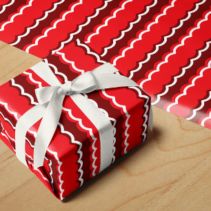 Papel De Presente Stripe de Escala Vermelho e Branco Funky