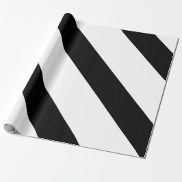 Papel De Presente Striped (Preto e Branco) | Diagonal) Qualquer Tama