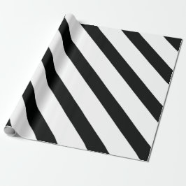 Papel De Presente Striped (Preto e Branco) | Diagonal) Qualquer Tama