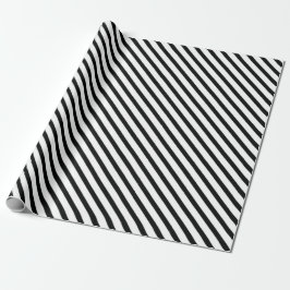 Papel De Presente Striped (Preto e Branco) | Diagonal) Qualquer Tama