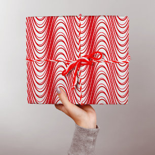 Papel De Presente Stripes brancas e vermelhas de moiré - Trippy Abs