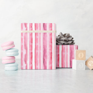 Papel De Presente Stripes Brancas Girly Rosa