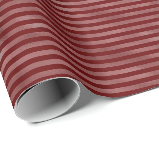 Papel De Presente Stripes de Feriado Vermelho (Ponta do rolo)