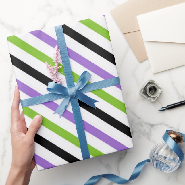 Papel De Presente Stripes de Halloween - Padrão Diagonal Negrito (Presentear)