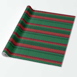 Papel De Presente Stripes de knit vermelho e verde