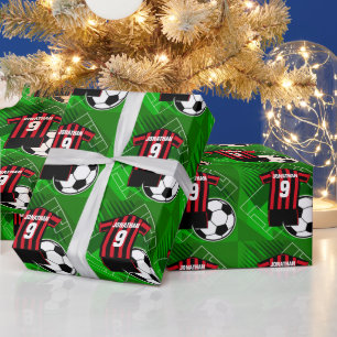 Papel De Presente Stripes Negras e Vermelhas de Jersey Personalizada