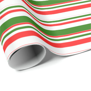 Papel De Presente Stripes Vermelhas, Brancas, Verdes Inspiradas no N