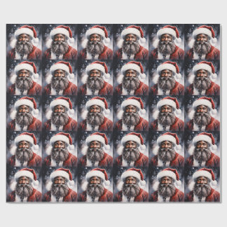 Papel De Presente Strong Black Santa Melanin Chrismas Claus Men