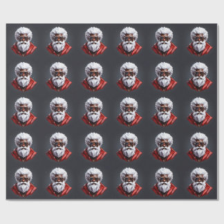 Papel De Presente Strong Black Santa Melanin Chrismas Claus Men