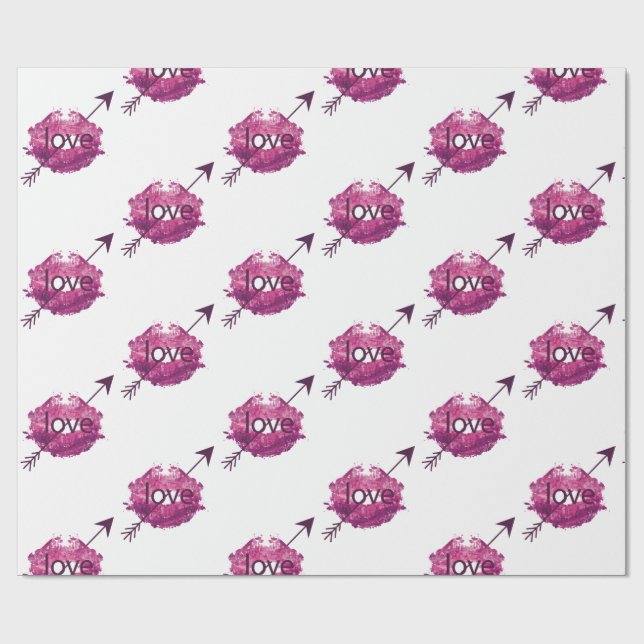Papel De Presente "Struck by Love" Cupid's Arrow Gift Wrap (Aberto)