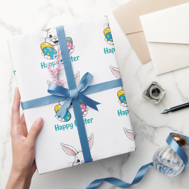 Papel De Presente Stylish bunny eggs Gift Happy Easter gift (Presentear)
