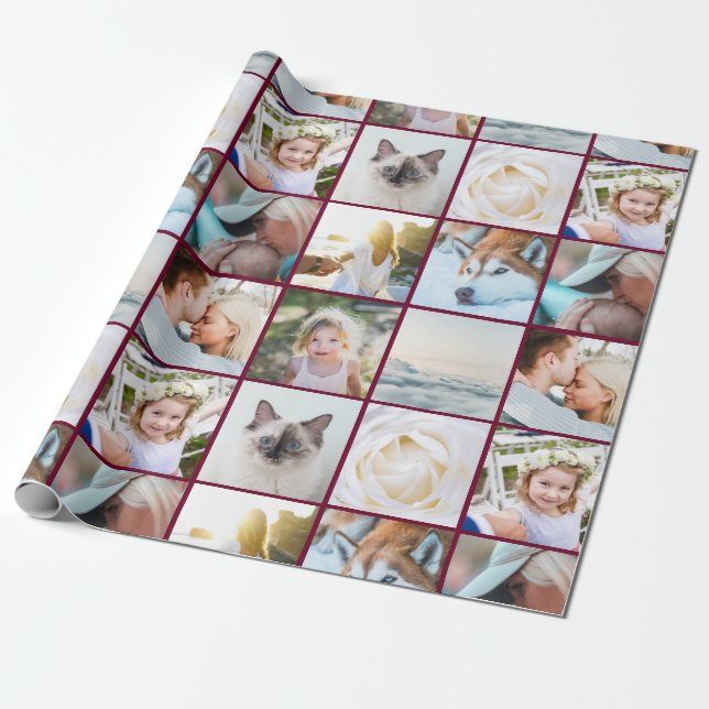 Papel De Presente Sua Colagem de Grade Personalizada de Fotografia B (Desenrolado)