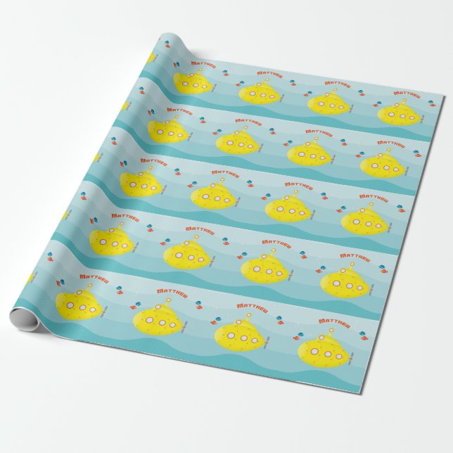 Papel De Presente Submarino Amarelo Profundo (Desenrolado)