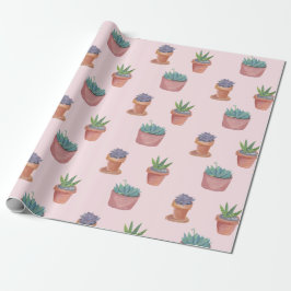 Papel De Presente Succults e cactos em plástico rosa