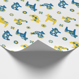 Papel De Presente Suecos Dala Farm Animal L Azul e Amarelo