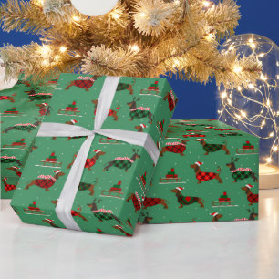 Papel De Presente Suéter de Natal de Papai Noel Cachorro Dachshund P