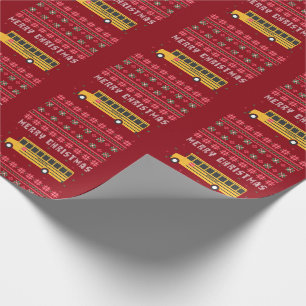 Papel De Presente Suéter De Natal Feio De Ônibus Amarelo