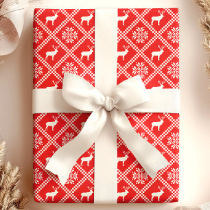 Papel De Presente Suéter Feio de Natal Reno Vermelho