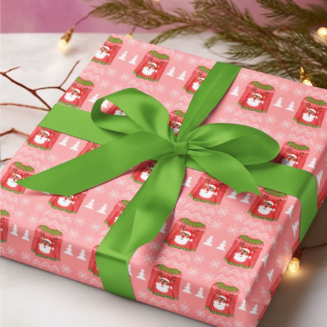 Papel De Presente Suéter Feio Padrão de Natal de Rena Divertido (Criador carregado)