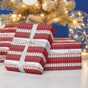 Papel De Presente Suéter Feio Tricô Hygge Anjos Corações Natal