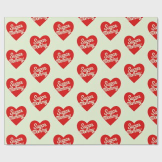 Papel De Presente Sugar Mommy Tipografia de Corações Rosa Engraçado