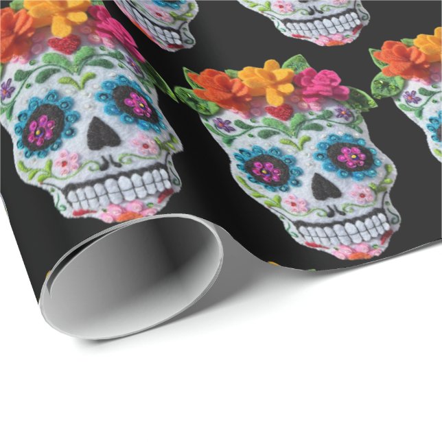 Papel De Presente Sugar Skull Day of the Dead Mexican Celebration (Ponta do rolo)