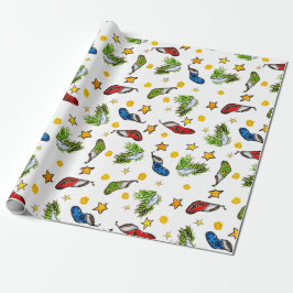 Papel De Presente Sumário de ornamento de padrão de Natal