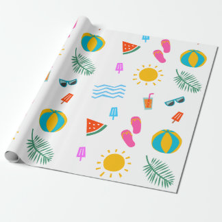 Papel De Presente Summer Beach Pattern Birthday Wrappaper