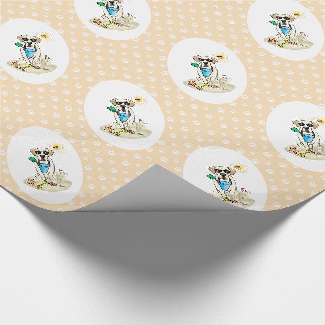Papel De Presente Summer Beach Yellow Lab Labrador Retriever Dog (Ponta)