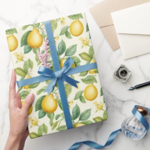 Papel De Presente Summer Lemon Watercolor