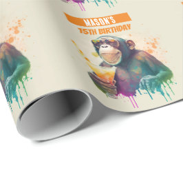 Papel De Presente Summer vibes Monkey - Aniversário