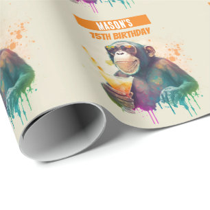 Papel De Presente Summer vibes Monkey - Aniversário