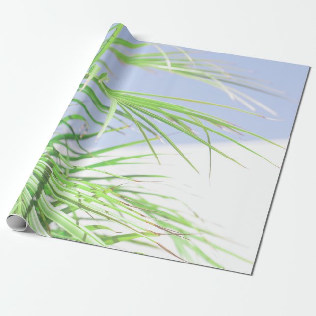 Papel De Presente Summer Vibes Palm Tree deixa pastel verde pálido (Desenrolado)