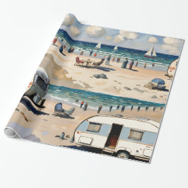 Papel De Presente Summer Vibes, Vintage Caravan na praia