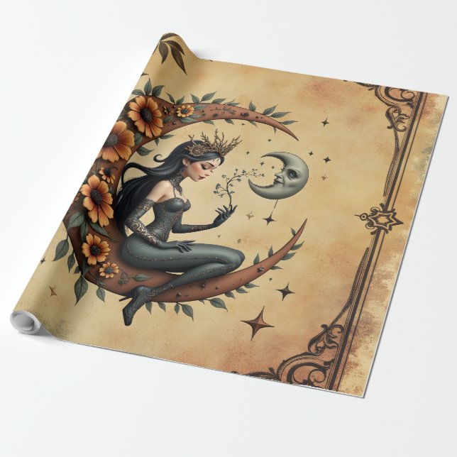 Papel De Presente Sunflower Crescent Queen  (Desenrolado)