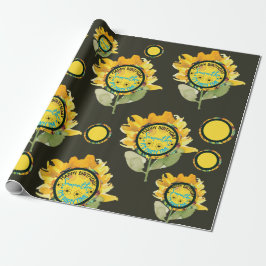 Papel De Presente Sunflower Yellow Girl Birday