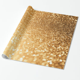 Papel De Presente Sunny Sparkle Yellow Luxury Trendy Dourada Glitter