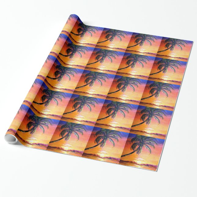Papel De Presente Sunset tropical (Desenrolado)